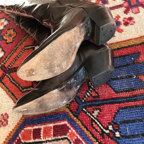 Tony Lama men’s tall heeled leather cowboy boots - Picture 4 of 7